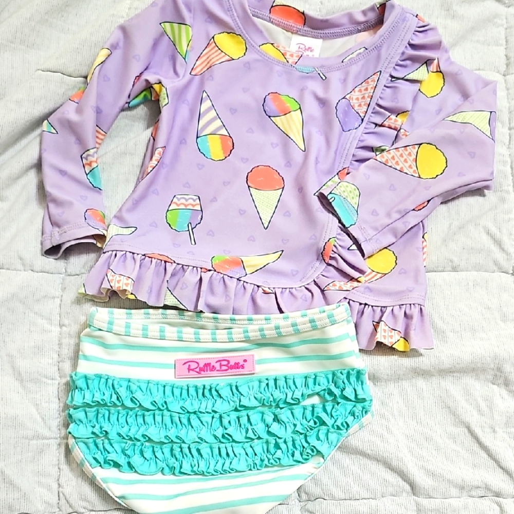 Ruffle Butts 18-24m Swim Set Ice Cream Cone Rash Guard